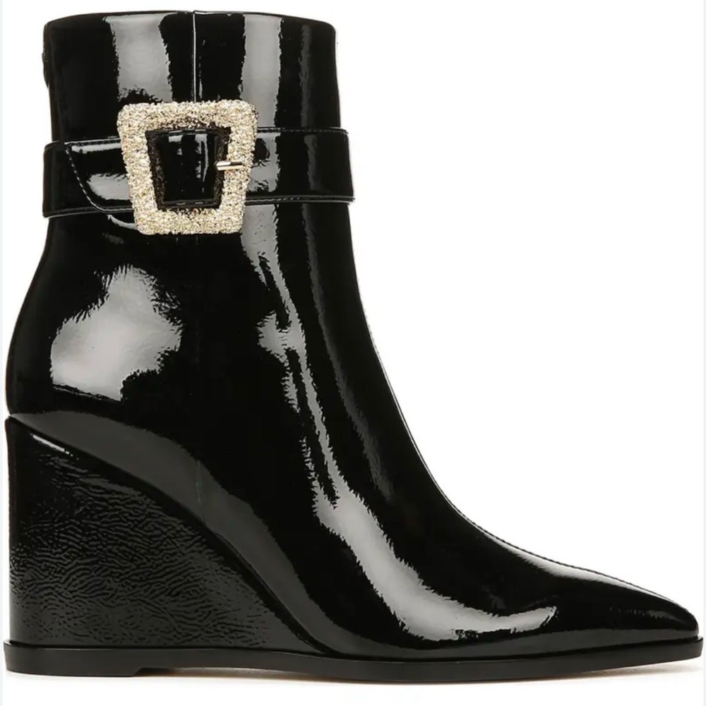 Sam Edelman Weslie Patent Buckle Wedge Bootie - Size 7.5 (NIB)